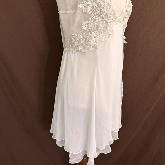 Jonquil Diane Samandi White/Ivory Satin Lace Slip Nightgown M Lingerie Bridal - Picture 6 of 11
